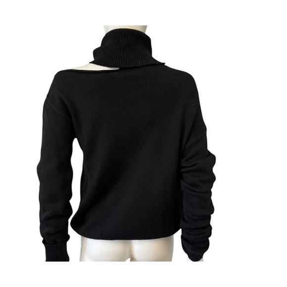 New PAIGE Women's Black Raundi Cold Shoulder Turtleneck Sweater Size S - Picture 7 of 9